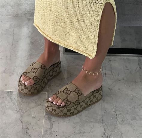 gucci wooden platform sandals|Gucci platform sandals outfit.